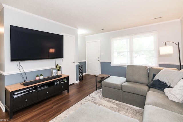 1 Lake Walk Xing, Hampton, VA 23666 - living room with dark wood-type flooring, crown molding, and baseboards
