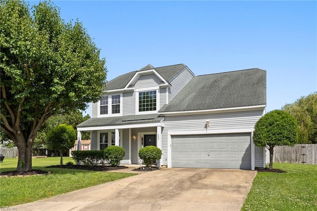 405 Millwright Way, Chesapeake, VA 23323 - traditional-style home featuring driveway, an attached garage, covered porch, and roof with shingles
