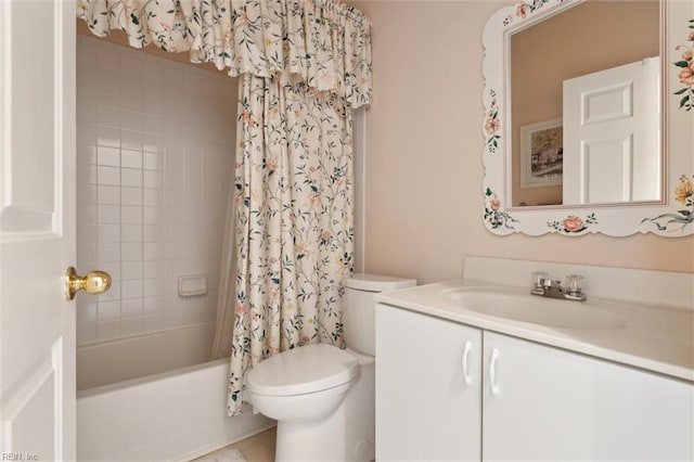 145 Shoal Crk, Williamsburg, VA 23188 - bathroom with toilet, vanity, and shower / bathtub combination with curtain