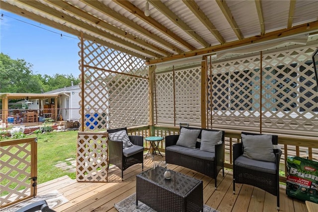 8332 Halprin Dr, Norfolk, VA 23518 - wooden deck featuring an outdoor living space and a yard