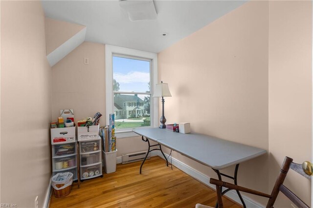 6052 Newport Cres, Norfolk, VA 23505 - office featuring wood finished floors, a baseboard heating unit, and baseboards