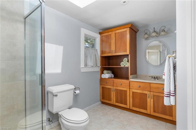 6052 Newport Cres, Norfolk, VA 23505 - bathroom featuring toilet, a shower stall, vanity, tile patterned floors, and baseboards