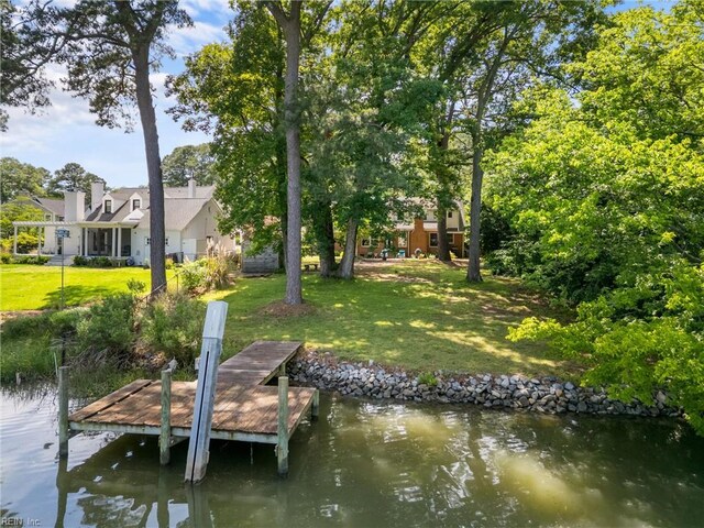 6052 Newport Cres, Norfolk, VA 23505 - dock area with a lawn and a water view