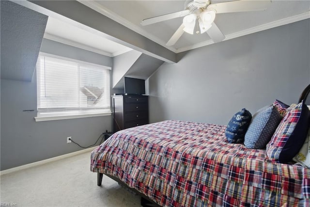 713 Quesnel Dr, Virginia Beach, VA 23454 - carpeted bedroom with crown molding, baseboards, and a ceiling fan