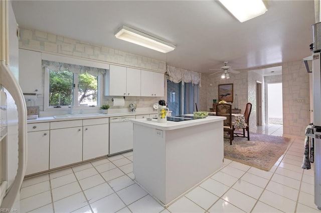 4401 Leatherwood Dr, Virginia Beach, VA 23462 - kitchen with dishwasher, a sink, ceiling fan, light countertops, and light tile patterned floors