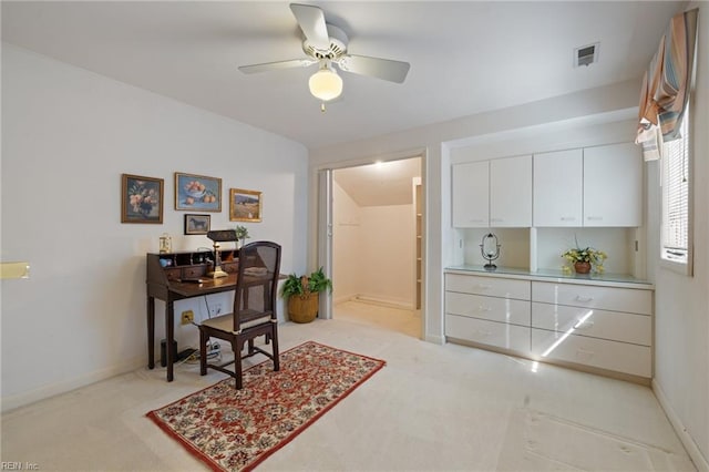 4401 Leatherwood Dr, Virginia Beach, VA 23462 - office area with light carpet, ceiling fan, and baseboards