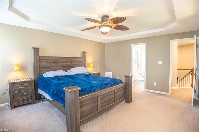 1660 Chestwood Dr, Virginia Beach, VA 23453 - bedroom with a raised ceiling, light colored carpet, baseboards, and a ceiling fan