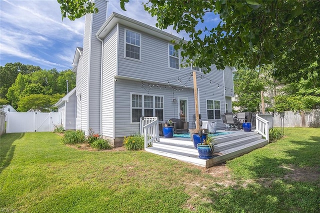 1660 Chestwood Dr, Virginia Beach, VA 23453 - rear view of house featuring a deck, a chimney, and a gate