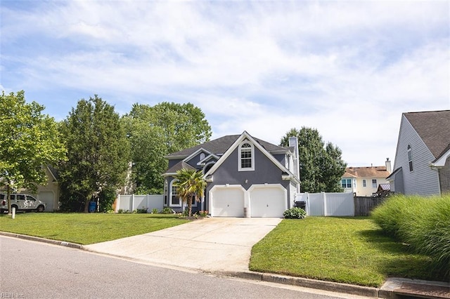 1660 Chestwood Dr, Virginia Beach, VA 23453 - traditional-style home with driveway, a chimney, stucco siding, and an attached garage