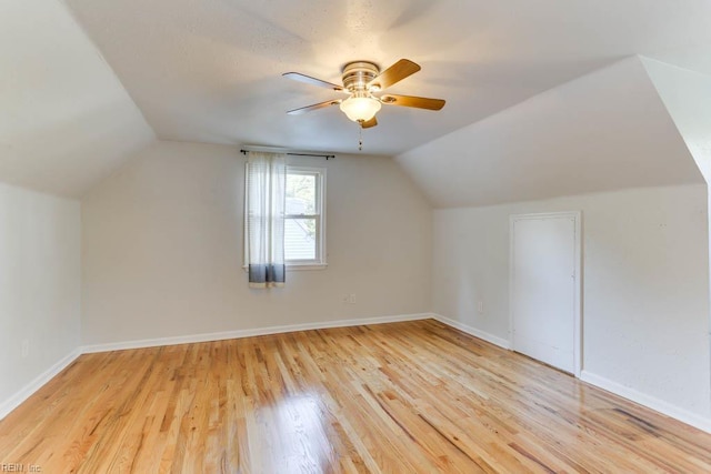 7811 Michael Dr, Norfolk, VA 23505 - additional living space featuring lofted ceiling, light wood-style floors, ceiling fan, and baseboards