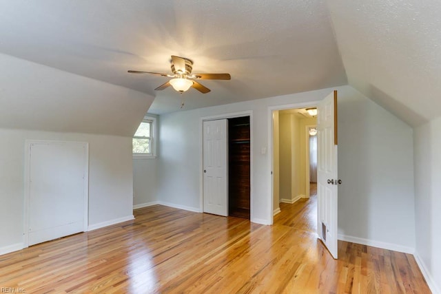 7811 Michael Dr, Norfolk, VA 23505 - bonus room with vaulted ceiling, light wood-style floors, ceiling fan, and baseboards
