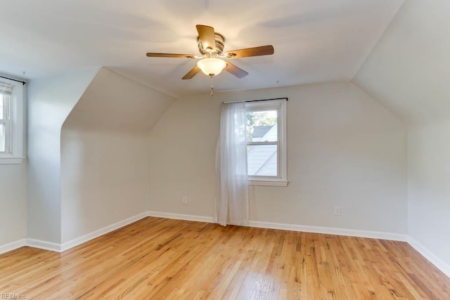 7811 Michael Dr, Norfolk, VA 23505 - additional living space featuring light wood-type flooring, vaulted ceiling, ceiling fan, and baseboards