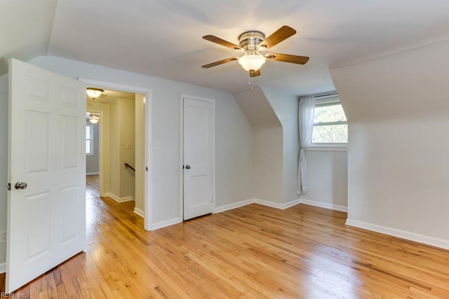 7811 Michael Dr, Norfolk, VA 23505 - bonus room with light wood-style flooring, vaulted ceiling, a ceiling fan, and baseboards