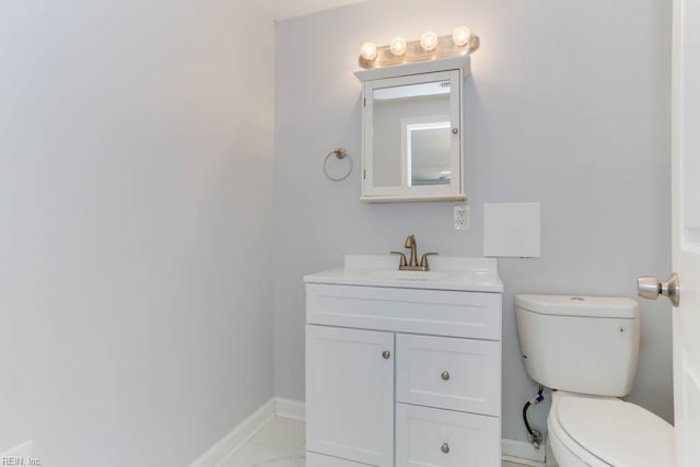 541 Mango Dr, Virginia Beach, VA 23452 - half bathroom with toilet, vanity, baseboards, and marble look tiles
