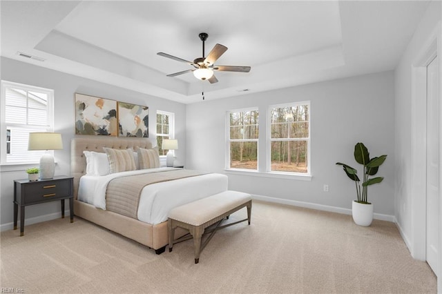 MM SC, Chesapeake, VA 23322 - bedroom with a raised ceiling, baseboards, light carpet, and a ceiling fan