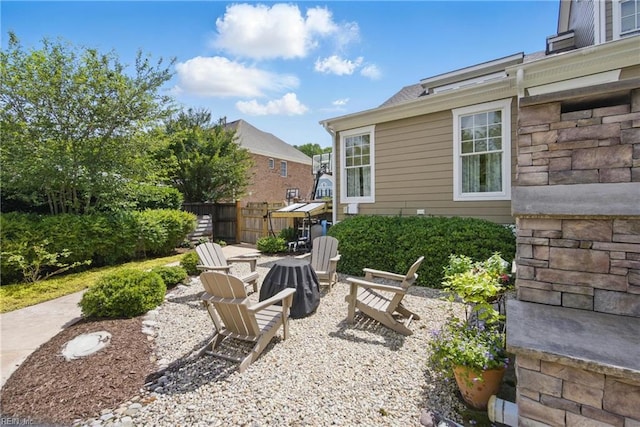 2408 Mathews Green Rd, Virginia Beach, VA 23456 - view of yard with a fire pit and a patio