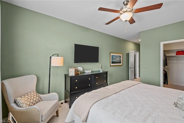 1720 Vankar Dr, Virginia Beach, VA 23456 - bedroom with carpet, a walk in closet, a ceiling fan, and baseboards