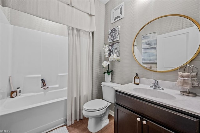 1720 Vankar Dr, Virginia Beach, VA 23456 - bathroom featuring wood finished floors, toilet, vanity, and shower / bathtub combination with curtain