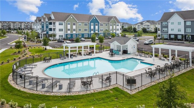 1720 Vankar Dr, Virginia Beach, VA 23456 - community pool featuring a pergola, a residential view, and a patio