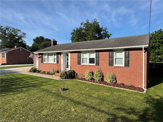 1813 Jack Frost Rd, Virginia Beach, VA 23455 - ranch-style home featuring a chimney, brick siding, and a front yard