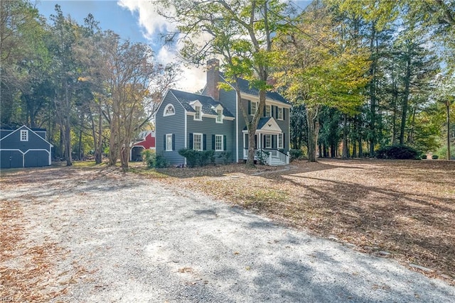 221 Homestead Rd, Franklin, VA 23851 - view of front facade featuring a chimney and an outdoor structure