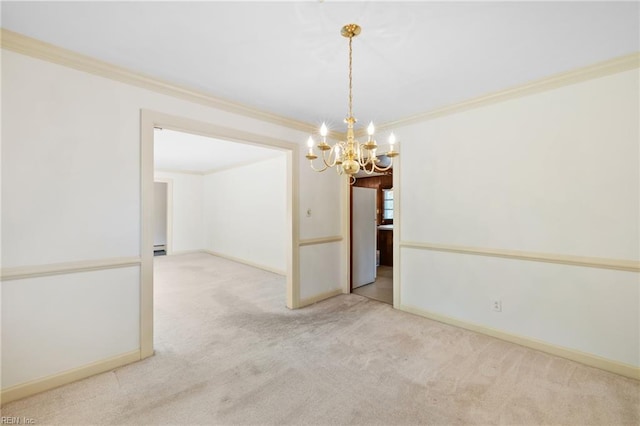 4422 Gannon Rd, Portsmouth, VA 23703 - carpeted spare room with a chandelier, ornamental molding, and baseboards