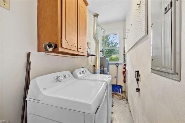 4422 Gannon Rd, Portsmouth, VA 23703 - laundry room featuring washing machine and dryer, cabinet space, and water heater