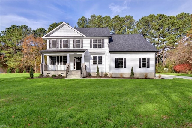 718C Poquoson Ave, Poquoson, VA 23662 - traditional home with covered porch, a front lawn, and a shingled roof