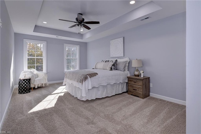 718C Poquoson Ave, Poquoson, VA 23662 - carpeted bedroom featuring a raised ceiling, baseboards, recessed lighting, and ceiling fan