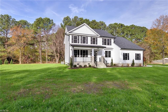 718C Poquoson Ave, Poquoson, VA 23662 - traditional-style home with covered porch, a front lawn, crawl space, and a shingled roof
