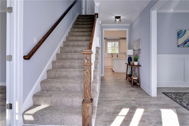 718C Poquoson Ave, Poquoson, VA 23662 - staircase featuring wood finished floors and crown molding