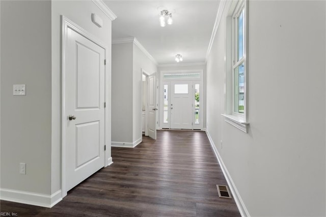 206 Loon Ct, Newport News, VA 23606 - entryway with crown molding, baseboards, and dark wood finished floors