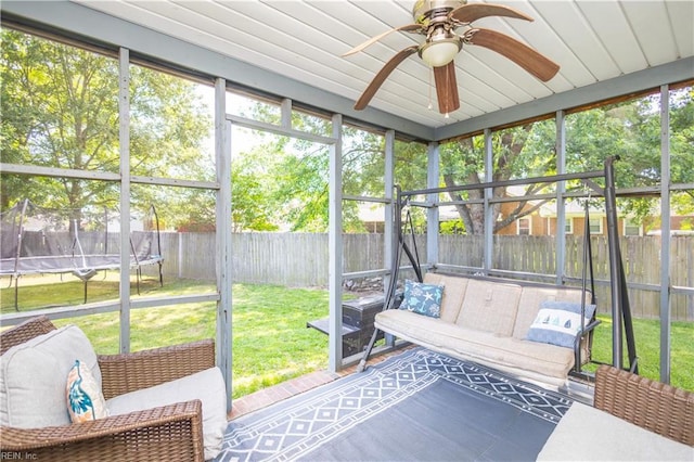 2668 N Elizabeth Harbor Dr, Chesapeake, VA 23321 - sunroom / solarium with ceiling fan and outdoor lounge area