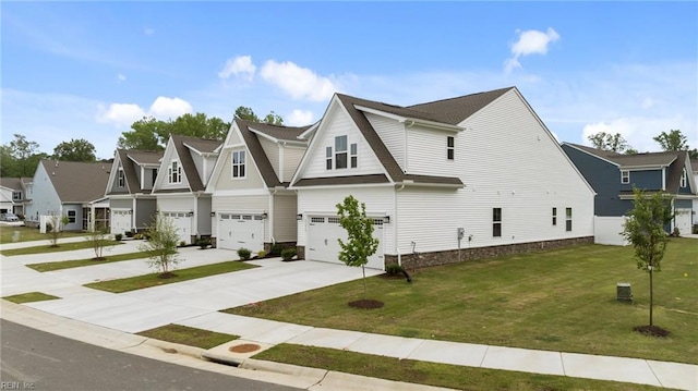 23050 Preserve Pl, Carrollton, VA 23314 - view of front facade with a garage, driveway, a residential view, and a front lawn