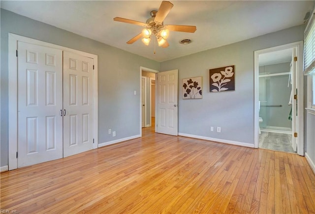 529 Warren Ave, Chesapeake, VA 23322 - unfurnished bedroom featuring light wood-style flooring, baseboards, a closet, and ensuite bath