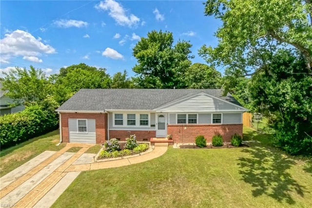 7413 Doummar Dr, Norfolk, VA 23518 - single story home featuring brick siding, driveway, and a front lawn