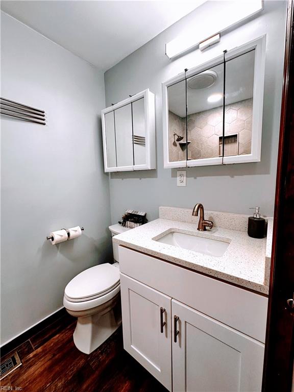 1013 River Birch Ct, Chesapeake, VA 23320 - bathroom with wood finished floors, vanity, toilet, and baseboards