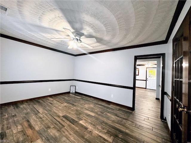 1013 River Birch Ct, Chesapeake, VA 23320 - unfurnished room with a ceiling fan, wood finished floors, crown molding, and baseboards