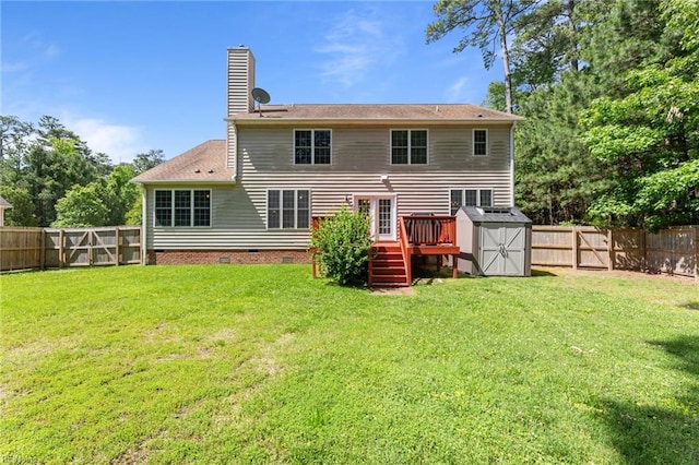 3711 Goodwin Neck Rd, Yorktown, VA 23692 - rear view of property with a deck, crawl space, and a chimney