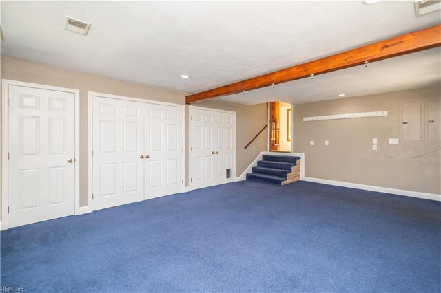 1364 Sir Richard Rd, Virginia Beach, VA 23455 - finished below grade area featuring carpet, stairs, baseboards, electric panel, and recessed lighting