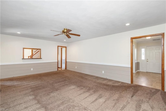 1364 Sir Richard Rd, Virginia Beach, VA 23455 - carpeted empty room with ceiling fan and recessed lighting