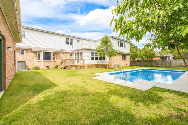 1364 Sir Richard Rd, Virginia Beach, VA 23455 - view of swimming pool featuring central AC and a wooden deck