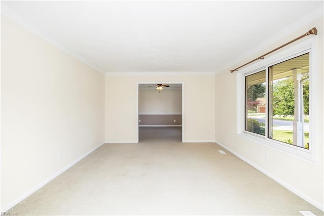 1364 Sir Richard Rd, Virginia Beach, VA 23455 - unfurnished room featuring light colored carpet, baseboards, crown molding, and a ceiling fan
