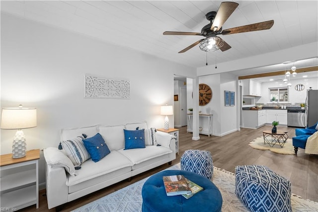 1801 Delaney St, Virginia Beach, VA 23464 - living area featuring a ceiling fan, light wood-style flooring, and wood ceiling