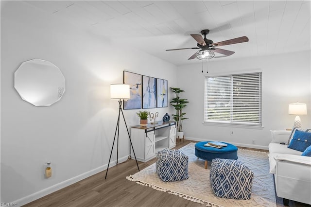 1801 Delaney St, Virginia Beach, VA 23464 - living area with wood finished floors, ceiling fan, and wood ceiling