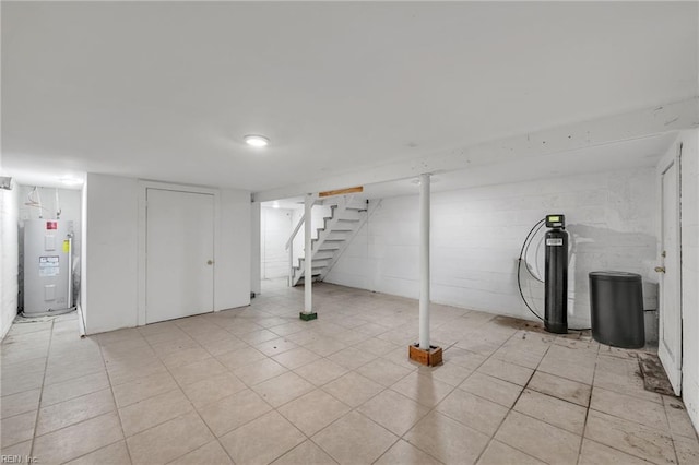 1424 Stewart St, Chesapeake, VA 23324 - finished basement featuring electric water heater, stairs, and a water softener