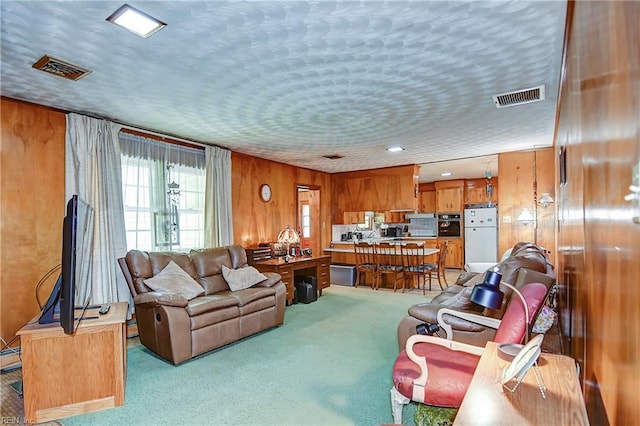409 Briarfield Dr, Chesapeake, VA 23322 - living area with light carpet, wooden walls, and a baseboard heating unit