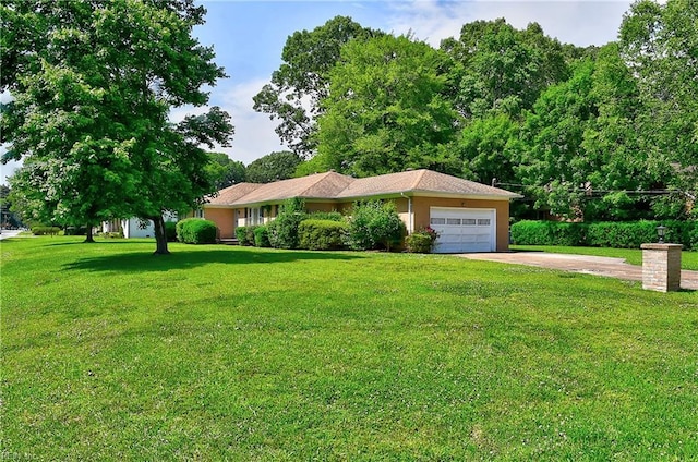 409 Briarfield Dr, Chesapeake, VA 23322 - single story home with a garage, concrete driveway, a front lawn, and stucco siding