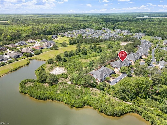 2819 Rose Garden Way, Virginia Beach, VA 23456 - aerial view of property and surrounding area featuring a heavily wooded area, nearby suburban area, and a large body of water