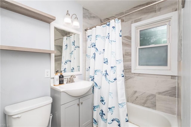 2511 Pringle Dr, Chesapeake, VA 23325 - bathroom featuring vanity, shower / tub combo, and toilet